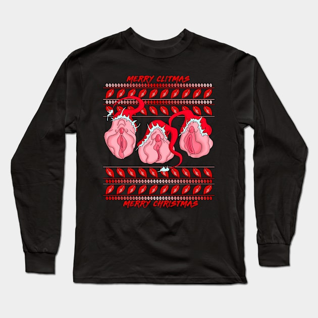 Sexy Christmas Vulvas Feminist Long Sleeve T-Shirt by Adult LGBTQ+ and Sexy Stuff